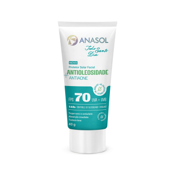 Anasol  Todo Santo Dia Protetor Solar Facial  Antioleosidade  Antiacne FPS 70